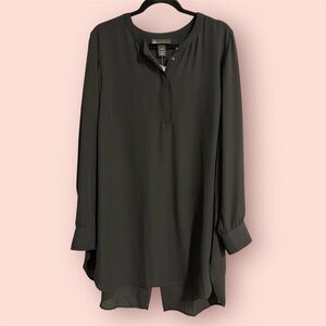 Lane Bryant black sheer open back blouse